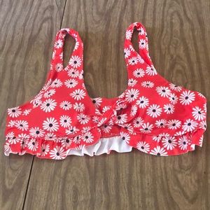 Plus Size Red Floral Bikini Top